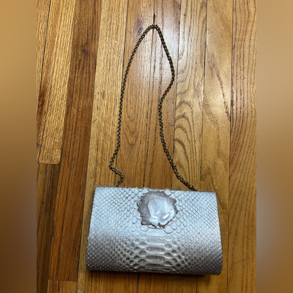 Elizabeth Anthony Silver Clutch with Gold Chain - Picture 5 of 6